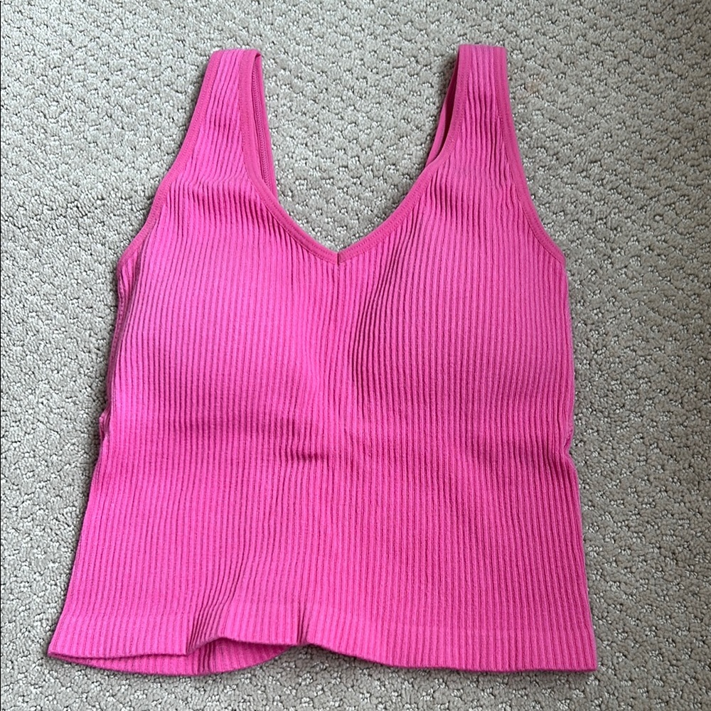 Altar’d State Pink Ribbed Women's Tank Top